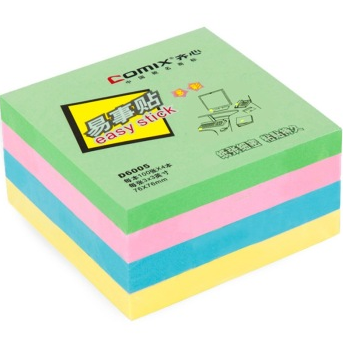 齐心（COMIX）D6005 便利贴/便签纸/便签本/易事贴/百事贴(76x76mm)4色装