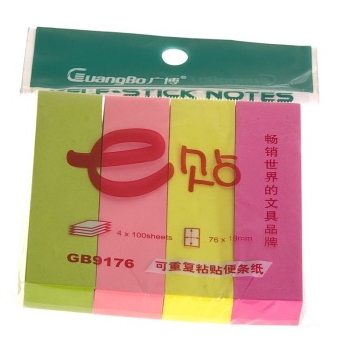 广博（GuangBo） GB9176 荧光文件索引告示贴便签纸/便签本/便利贴(76*19)单本装