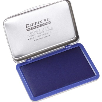 齐心（COMIX）B3732 金属方形秒干印台 蓝色