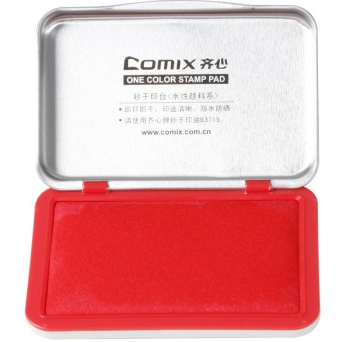 齐心（COMIX）B3731 金属方形秒干印台小号 红色