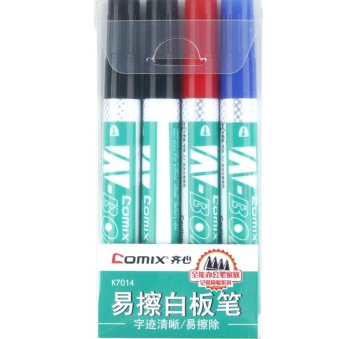 齐心（COMIX）K7014 易擦白板笔4支装(2黑1红1蓝）