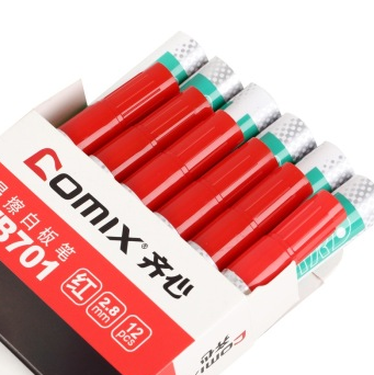 齐心（COMIX）WB701 易擦白板笔 12支装 红色