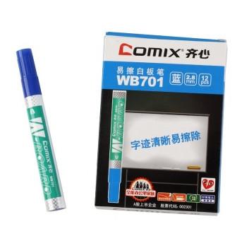 齐心（COMIX）WB701 易擦白板笔 12支装 蓝色