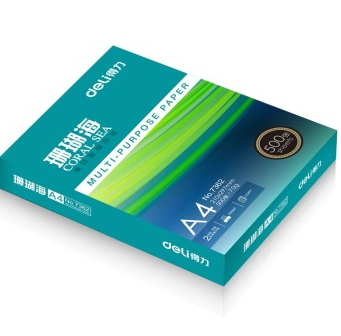得力（deli）7361 珊瑚海70g A4复印纸 5包/箱