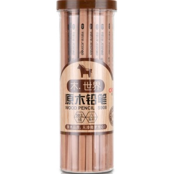 得力（deli） S907 木世界系列六角笔杆原木2B铅笔/ 50支/桶