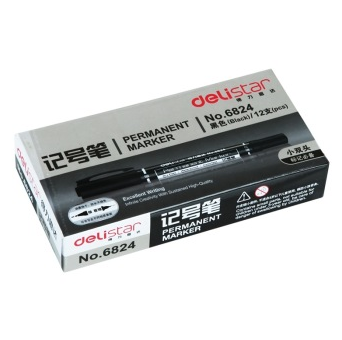 得力(deli)6824 双头多用记号笔 黑色 12支装