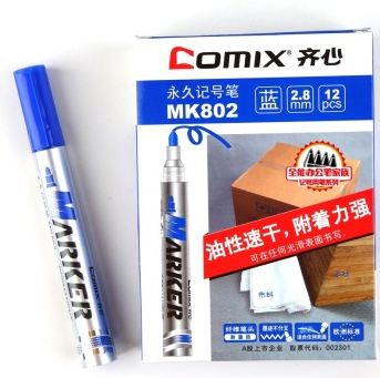 齐心（COMIX）MK802 永久记号笔 12支装 蓝色