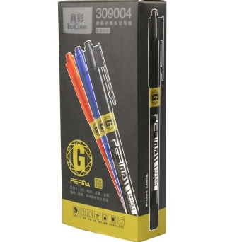 真彩（TrueColor）309004 金品小双头记号笔12支/盒 (黑色×8、红色×2、蓝色×2)