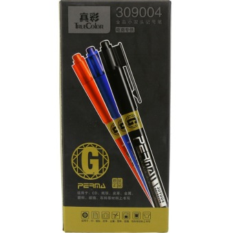 真彩（TrueColor）309004 金品小双头记号笔12支/盒 (黑色×8、红色×2、蓝色×2)