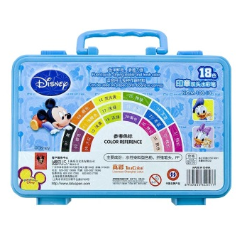 真彩（TrueColor） M-108-18 米奇手提塑盒印章水彩笔 18色 小盒