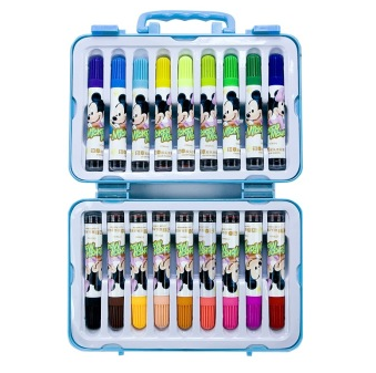 真彩（TrueColor） M-108-18 米奇手提塑盒印章水彩笔 18色 小盒