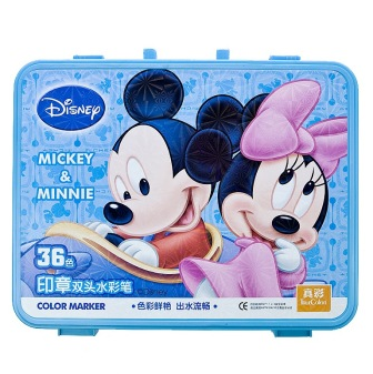 真彩（TrueColor） M-108-36 米奇手提塑盒印章水彩笔 36色 小盒装