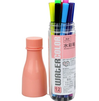 真彩（TrueColor）CWP-2600A 漂流瓶可水洗水彩笔12色 粉瓶装