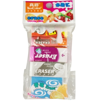 真彩 办公用品学生文具 水果汇香味橡皮擦5只装
