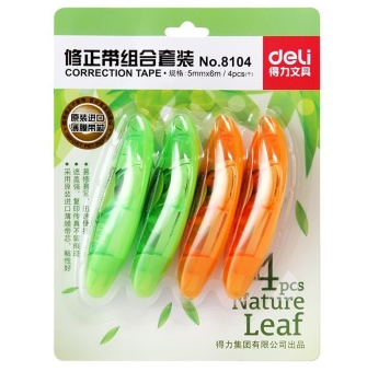 得力（Deli）8104-5mm*6m叶子修正带套装 4只/卡