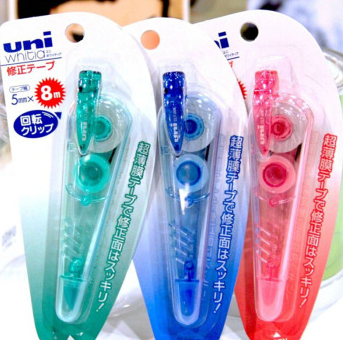 三菱 uni 5mm宽*8m长度 超薄型修正带 笔夹可转动 3色选 CLT-205 蓝色