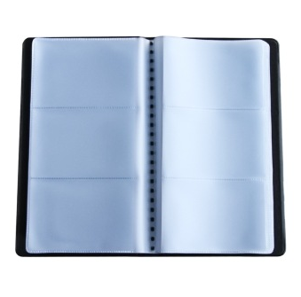 得力(deli)5783 摊开式名片册 90袋180枚 黑色/红棕色