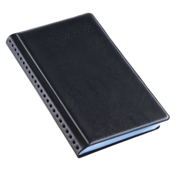 得力(deli)5783 摊开式名片册 90袋180枚 黑色/红棕色