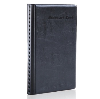 得力(deli)5783 摊开式名片册 90袋180枚 黑色/红棕色