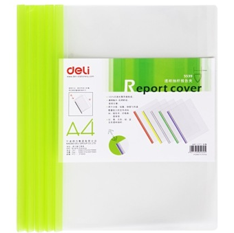 得力（deli）5539 透明PP抽杆报告夹/文件夹 5只装