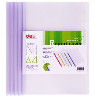 得力（deli）5539 透明PP抽杆报告夹/文件夹 5只装