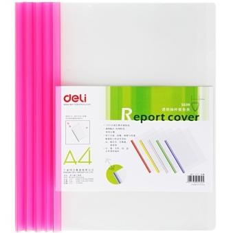 得力（deli）5539 透明PP抽杆报告夹/文件夹 5只装