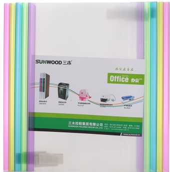 三木（SUNWOOD)RB3302抽杆报告夹/旋转文件夹5mmA4---透明蓝,粉,绿,紫,黄(杆)（10个装）