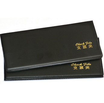 华杰（huajie）高档PVC皮面三折支票夹VH034 蓝/黑