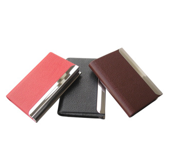 利蓝(leadland)便携名片夹 名片盒 PU皮革办公用品文具礼品 (黑色荔纹1192)