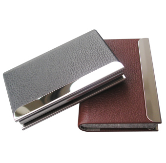 利蓝(leadland)便携名片夹 名片盒 PU皮革办公用品文具礼品 (黑色荔纹1192)