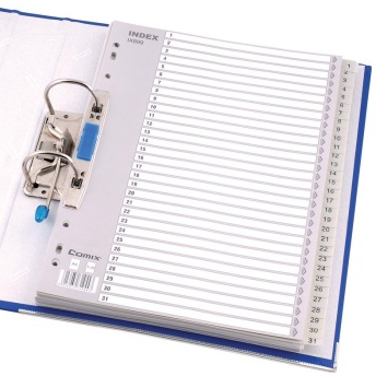 齐心（COMIX）IX899 易分类 月度索引纸 A4 31页(1-31) 11孔 PP