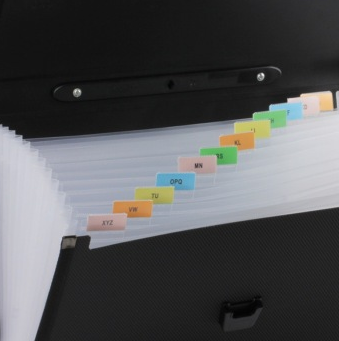 金得利 KF412TL A4针织纹分类文件夹风琴包 黑