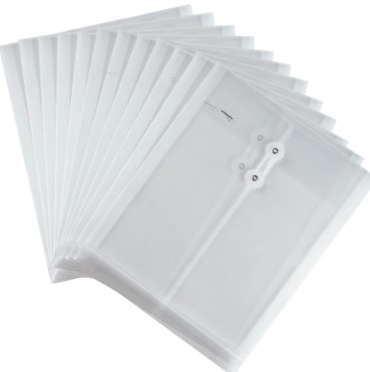金得利（KINARY） F118 A4透明绳扣档案袋文件袋 白色12个装