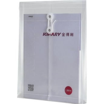金得利（KINARY） F118 A4透明绳扣档案袋文件袋 白色12个装