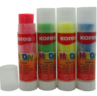 高乐士(KORES) 16207荧光色固体胶20克 1*4支(蓝绿黄粉)