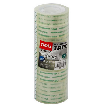 得力(Deli)30064超透明文具胶带18mm*20m(8个/筒)