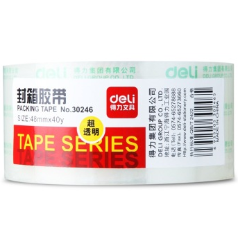 得力（deli）30246 超透封箱胶带48mm*40y（36.6米） 1卷装