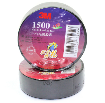3M无铅电工电气绝缘胶带胶布 1500#黑色10米 PVC单个装