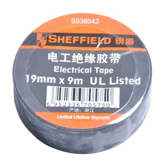 钢盾（SHEFFIELD）S038042 电工绝缘胶带（黑） 办公必备