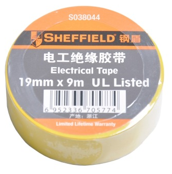 钢盾（SHEFFIELD）S038044 电工绝缘胶带（黄） 办公必备