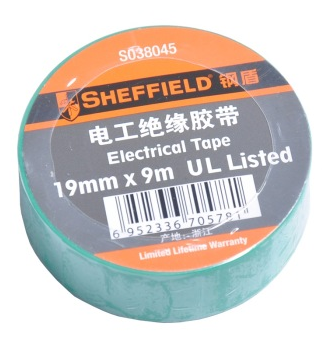 钢盾（SHEFFIELD）S038045 电工绝缘胶带（绿） 办公必备