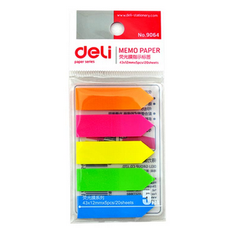 得力(deli)9064五色荧光膜指示标签44×12mm(指示箭头)