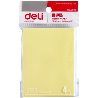 得力(deli)9083 四彩便签纸/便签本/便利贴/百事贴 76×101mm 100张/袋装