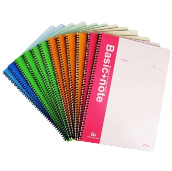 得力（deli）7692-B5/50页螺旋装订本/记事本/软抄本 12本装