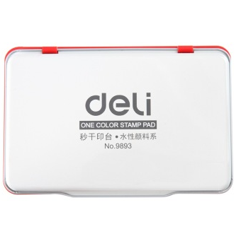 得力(deli)9893 金属方形大号秒干印台(红色)