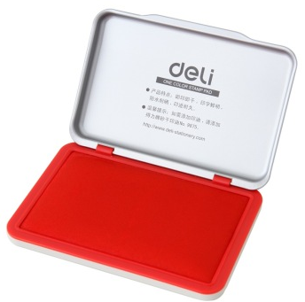 得力(deli)9892 金属方形中号秒干印台(红色)