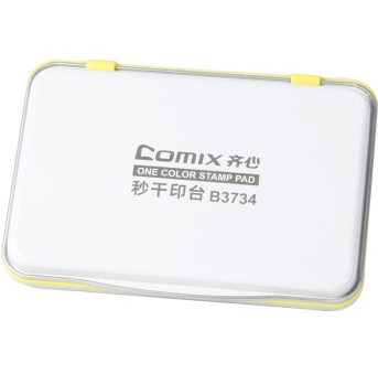 齐心（COMIX）B3734 金属方形秒干印台 中号 无色白色