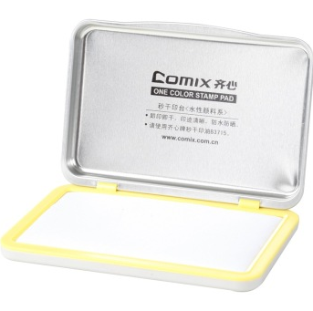 齐心（COMIX）B3734 金属方形秒干印台 中号 无色白色