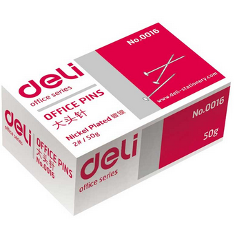 得力(Deli)0016大头针24毫米金属原色 50克/盒