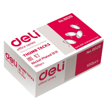 得力(Deli)0020-镀镍图钉(无色)